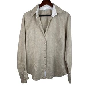 Audrey Talbott | Beige Linen Blend Button Shirt